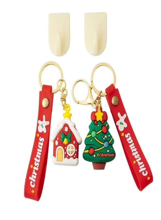 IndusBay® Set of 2, Merry Christmas Theme Cute Keychain Bag Keychain Key Holder Christmas Party Gift Giveaways Pendants Key Chain Gifts, Multicolor - Image 1